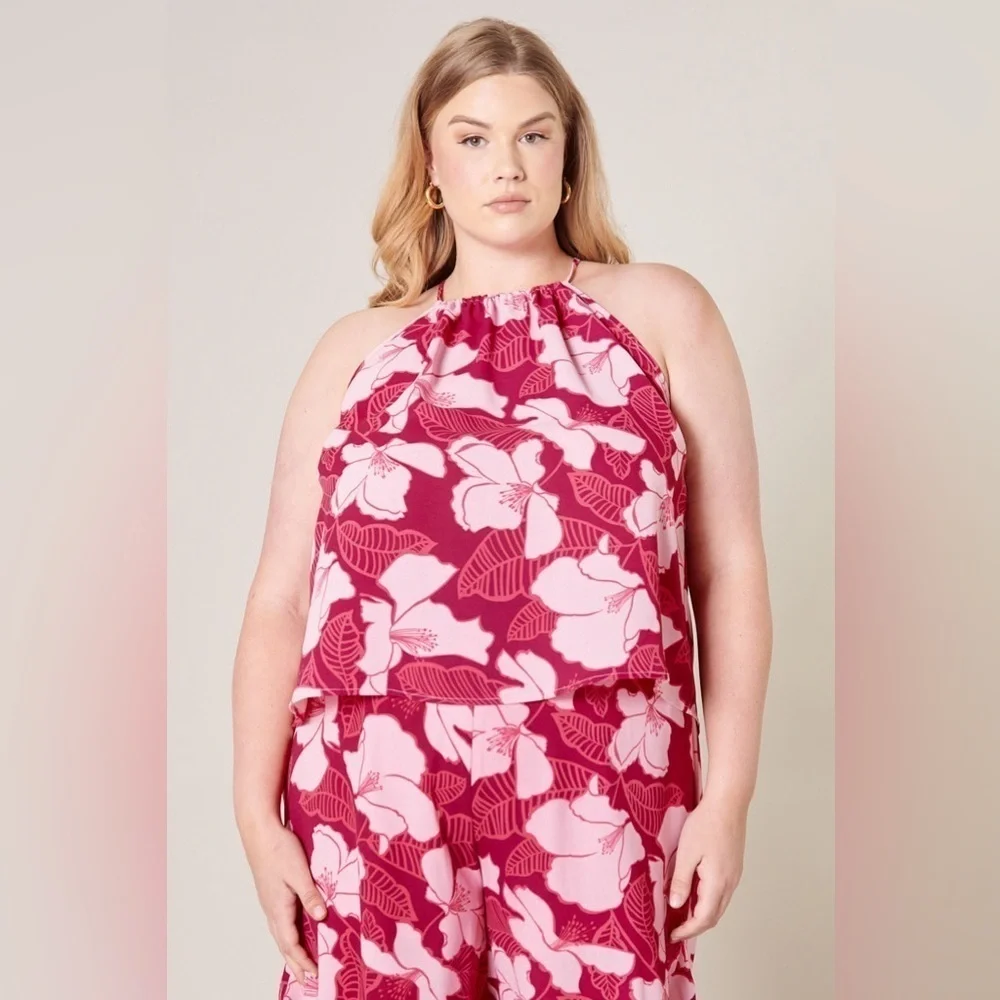Sugarlips Ginger Berry Floral Halter Tank Top NWOT